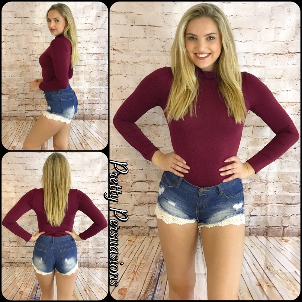❤️ Long Sleeve Mock Neck Jersey Bodysuit - Picture 4 of 6